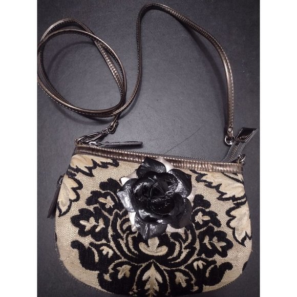 **Final Sale** Sharif black and tan embroidered bag - Picture 1 of 14